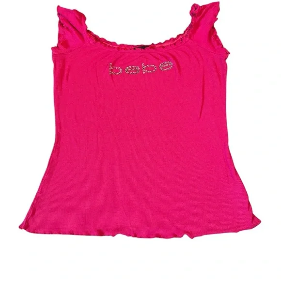 Bebe Y2K Fuchsia Ruffled Tank Top - Picture 5 of 5